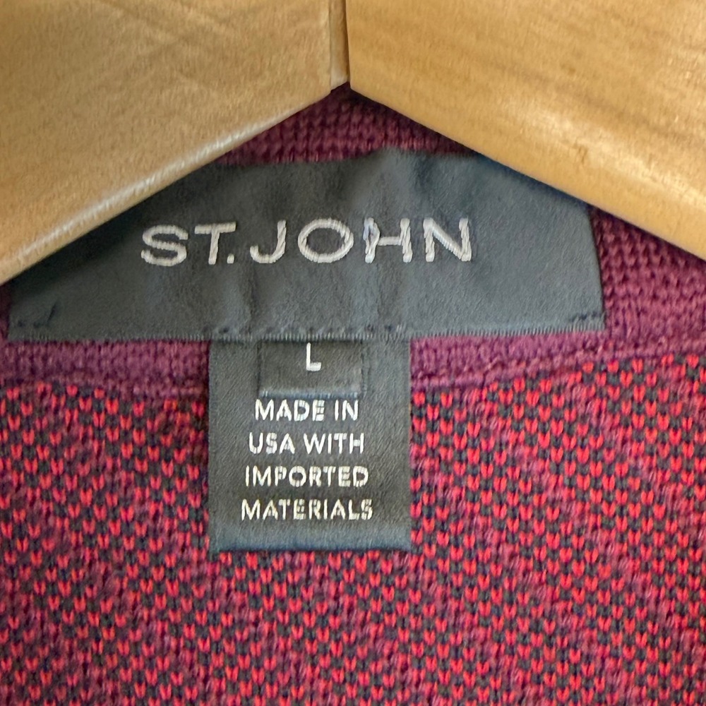 St. John Patchwork Colorblock Knit Wool Twill Coa… - image 2